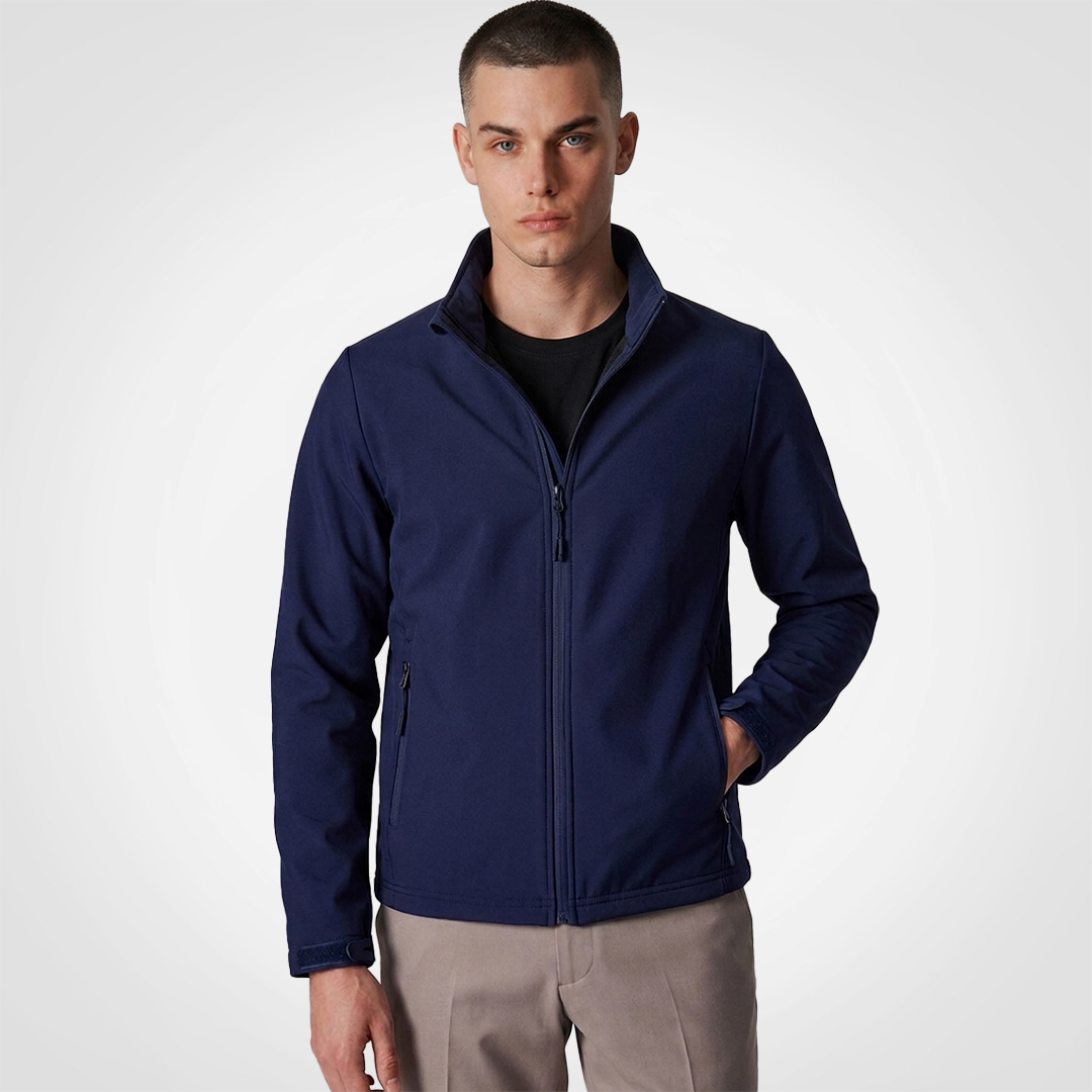 Model wearing a softshell jacket
